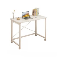 Table pliante durable |   Bureau d'étude et de travail gain de place avec roulettes pour la maison, l'école et les petits espaces