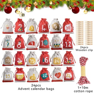 <span class=keywords><strong>Calendrier</strong></span> <span class=keywords><strong>de</strong></span> <span class=keywords><strong>l</strong></span>'<span class=keywords><strong>Avent</strong></span> <span class=keywords><strong>de</strong></span> Noë<span class=keywords><strong>l</strong></span> 24 pièces 4x6 pouces Sacs à cordon réutilisables écologiques pour le compte à rebours Remplissez vos propres cadeaux <span class=keywords><strong>de</strong></span> Noë<span class=keywords><strong>l</strong></span> - Product Image 2