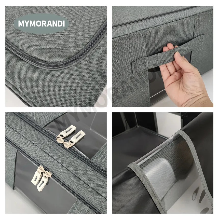 Mymorandi saco de armazenamento dobrável, 40l, oxford, caixa de armazenamento para sala de estar, ziplock, organizador de roupas