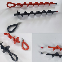 Vente directe usine – Ancrage de sol en spirale en acier moderne, noir/orange, revêtement par pulvérisation, 36 cm, portable, durable, réutilisable, pour la fixation de tentes pour animaux