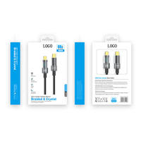Câble de données USB Type-C vers Type-C à charge rapide 3A 60W 20V avec affichage numérique, tressé en nylon, pour appareil photo et ordinateur