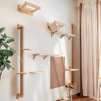 Arbre à chat pliable de luxe personnalisé en bois, grande tour d'escalade durable pour chat avec jouet en peluche pour grigner les dents et les griffes