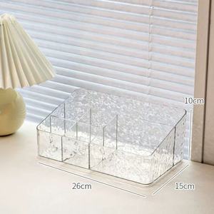 Transparent Cosmetic Organizer With Divided Compartments For Makeup Brushes Lipsticks And <b>Pens</b> Desktop Storage Box Plastic - Product Image 4