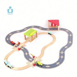 UDEAS Blocs de construction en bois colorés personnalisables pour enfants, vente en gros, <span class=keywords><strong>pas</strong></span> <span class=keywords><strong>cher</strong></span>, avec station-service et piste de jeu - Product Image 3