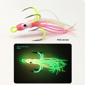 Leurre souple en silicone lumineux pour la pêche en mer, pour sabre-dent et calamar, avec 100 hameçons à quatre branches, pour poulpe et poisson - Product Image 3