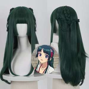 薬屋の少女のささやき猫、コスプレウィッグ、ダークグリーンの模擬頭皮、虎口クリップ、契約オファー - Product Image 5