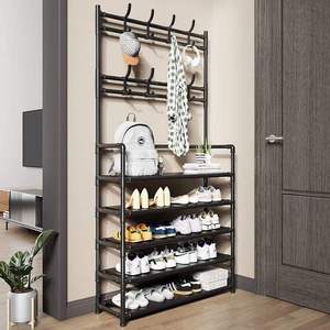 Porte-manteau autoportant avec rangement pour chaussures et étagère à chaussures intégrée pour l'entrée de la maison - Product Image 4