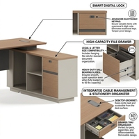 Bureau de direction en bois personnalisé au design moderne, bureau de luxe en forme de L pour PDG, table d'usine