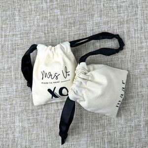 Organic Cotton White <b>Drawstring</b> Bag Eco-Friendly Canvas <b>Pouch</b> with Double Strings for Essential - Product Image 2