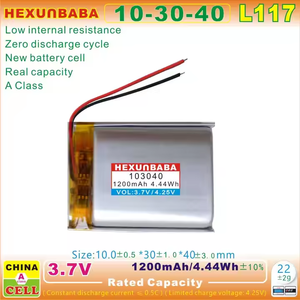 3,7 V 1200mAh <span class=keywords><strong>2</strong></span> cables 103040 polímero de iones de litio batería de iones de litio para MP3 auriculares altavoz auricular DVD GPS VR DVR MP4 L117 - Product Image 3