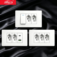Jinmai - Enchufe Brasileño Tipo 118 4*2, Enchufe Estándar Brasileño, Enchufe de Pared para PC con USB Tipo C, Interruptor de Luz, Estándar Suizo, 10A 20A