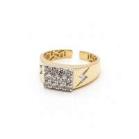 Eleganter Gelbgold 0,58 Karat Runder Brillantschliff Labor-Gezüchteter Diamantring für Herren Rhodium-Beschichtet