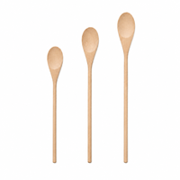 Cuillères en bois, lot de 3, design classique, durables, écologiques, manche long, pour la cuisine, la préparation des plats, le mélange du miel, du café, du thé, le service