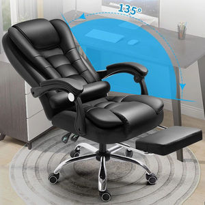 Chinesischer Leder-Bürostuhl mit Armlehnen, <span class=keywords><strong>Massage</strong></span>-, Liege-, Dreh- und Höhenverstellfunktionen – Komfortabler Chefsessel mit Fußstütze - Product Image 2