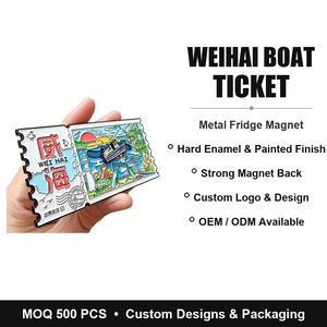 Aimant de réfrigérateur en métal émaillé Weihai Boat Ticket, souvenir personnalisé, cadeau de voyage, OEM - Product Image 6