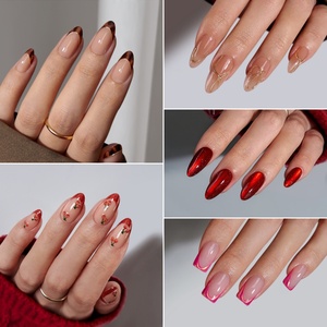 Kit de faux ongles courts réutilisables de haute qualité, en gel souple, faits main, acryliques, de luxe, à presser, vente en gros - Product Image 3