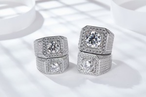 Мужское кольцо из муассанита, 1 карат, 6,5 мм, круглое кольцо из муассанита, 925 из стерлингового серебра, кольцо из муассанита - Product Image 3