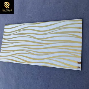 Springletile 60 x 120 Gold gewelltes weißes Marmor-Aussehen Porzellanfliese Wanddekoration Wohnzimmer poliertes badezimmer-Design Keramikfliesen