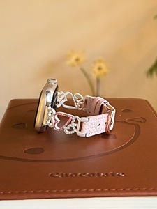 Compatible con Watch 11 SE <span class=keywords><strong>SSeries</strong></span>, correa de reloj de cuero para mujer, decoración de cristal con diamantes de imitación en forma de corazón, correa de muñeca a la moda, regalo elegante - Product Image 4