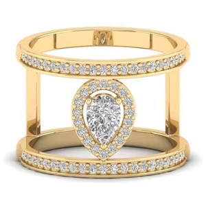 Anillo de compromiso de oro de 14 quilates de diseño personalizado de alta calidad, joyería fina de diamante cultivado en laboratorio de corte brillante para mujer - Product Image 6