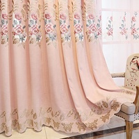 Rideaux de chambre rose en gros, design luxueux, rideaux en tissu brodé pour le salon