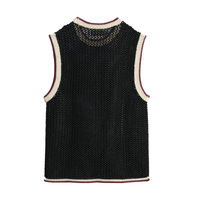 Gilet sans manches en tricot 100 % coton pour homme, col ras du cou, maille crochetée respirante, anti-plis, tissu 240g, été-printemps, vente en gros sur mesure