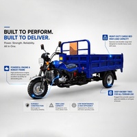 Motocyclette cargo à trois roues à carrosserie ouverte motorisée haute performance avec moteur 200cc refroidi par air 4 temps, forte capacité de charge