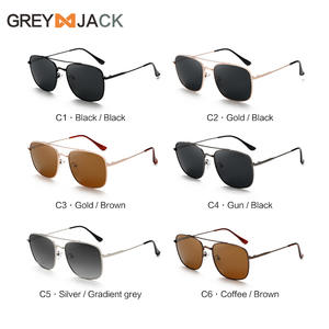 Lunettes de soleil aviateur Greyjack pour hommes, monture en métal, verres polarisés UV400 noirs, mode, protection solaire pour la conduite en extérieur - Product Image 2