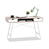 Table d'ordinateur minimaliste et moderne en métal avec 2 tiroirs de rangement pour les espaces de travail.