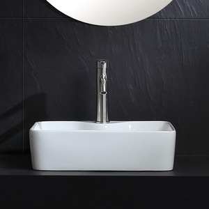 <span class=keywords><strong>Lavabo</strong></span> de comptoir en céramique blanche moderne, évier à un trou, design rectangulaire lisse, facile à nettoyer pour salle de bain, hôtel - Product Image 5