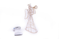 Cadeaux de vacances Ornements en métal Ange avec ruban de perles Ornement de bureau Décorations de Noël éclairées pour l'extérieur