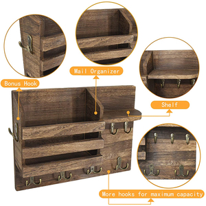 <span class=keywords><strong>Porte</strong></span>-clés en bois de luxe et de fantaisie <span class=keywords><strong>porte</strong></span>-vêtements suspendus, support de rangement, support de <span class=keywords><strong>porte</strong></span>-clés <span class=keywords><strong>mural</strong></span>, support flottant, organisation du <span class=keywords><strong>courrier</strong></span> - Product Image 4