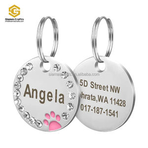 도매 라운드 라인 석 Pawstrip 빈 개 ID 태그 발 강아지 개 목걸이 펜던트 맞춤형 개 태그 칼라 고양이 태그 - Product Image 3