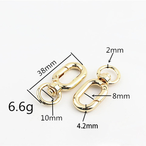 Mousquetons pivotants <span class=keywords><strong>en</strong></span> alliage de zinc résistants de 14*38mm fermoirs de déclenchement <span class=keywords><strong>en</strong></span> forme de <span class=keywords><strong>U</strong></span> <span class=keywords><strong>pour</strong></span> sac à main sangle porte-clés accessoires de quincaillerie - Product Image 6