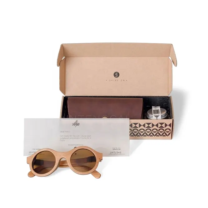 Design gratuito Custom Branding flessibile pacchetto ondulato scatola di imballaggio per occhiali da sole, robusta scatola di spedizione per occhiali OEM