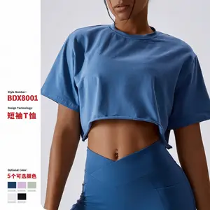 Women New design crop top short sleeve with colorful colors option women's t-shirts gym crop top t shirt