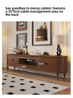 Meuble TV et table basse combinés en bois massif style vintage personnalisé couleur noyer