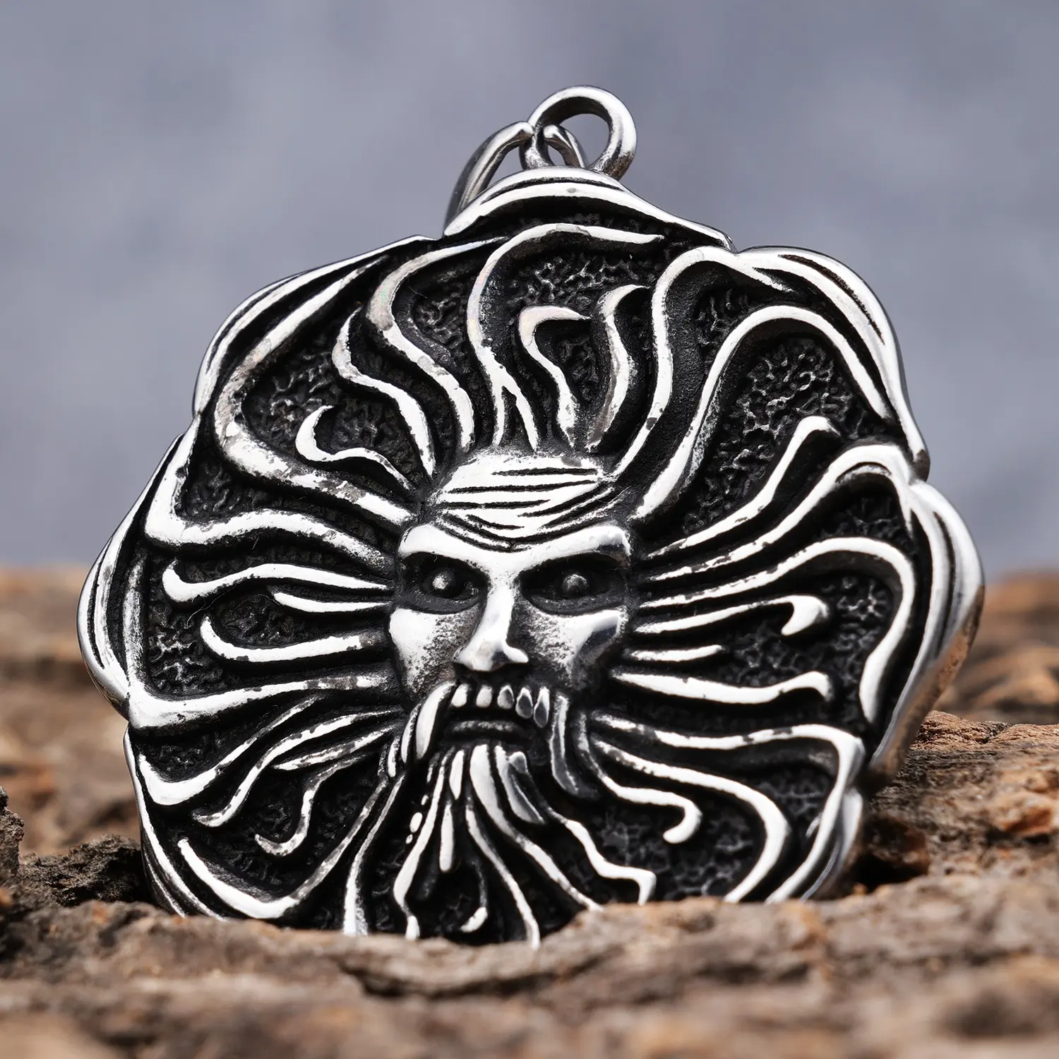 Retro Master Sun God Pendants Stainless Steel Ancient Greek Rhodes Tetradrachm Coin medallion necklace