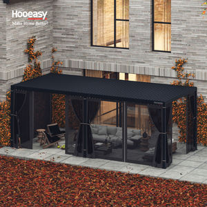 Hooeasy calidad superior al aire libre Manual persiana techo puerta corredera aluminio moderno bioclimático <span class=keywords><strong>invierno</strong></span> pérgola a prueba de nieve - Product Image 6