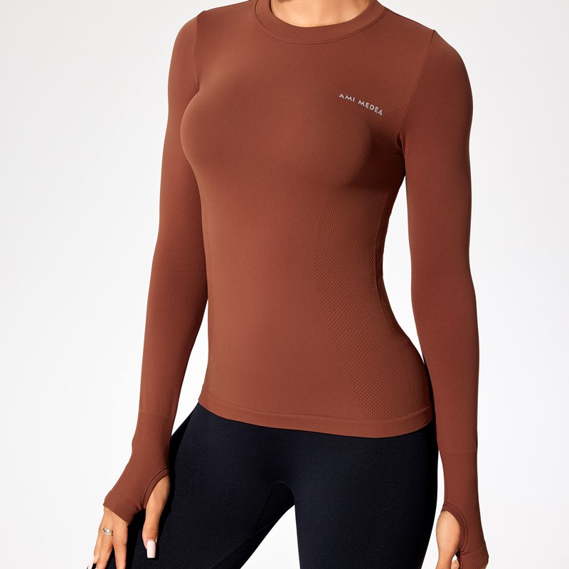 Seamless Yoga Top Running Quick Dry Crew Neck Spandex Sports Gym Customized Personalized Breathable Fabric Skinny Fit