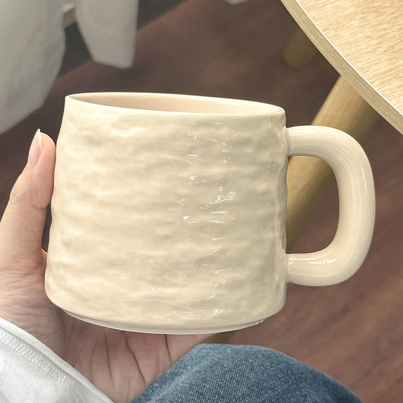 [Single Cup] Stone-patterned Ceramic Cup - Khaki