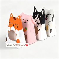 Boîtes en papier pliables YZ imprimées avec fenêtre transparente creuse pour l'emballage de bonbons et biscuits sur le thème des lapins et des animaux de compagnie
