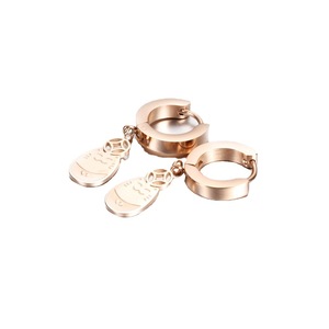 Cute Lucky <b>Cat</b> Drop Earrings Rose Gold Stainless Steel 13mm Cartoon Animal Zodiac <b>Gift</b> Earrings - Product Image 5
