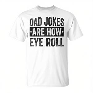 T-shirt « Dad Jokes Are How Eye Roll » pour homme, en coton, col rond, manches courtes, vêtements décontractés, cadeau pour la fête des pères - Product Image 2