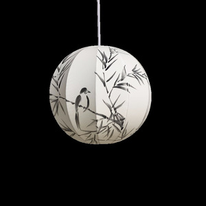Lampe suspendue en tissu de style japonais, 30 cm, 40 cm, 50 cm, ronde, base d'ampoule E27, lampe de salon de thé zen, lampe de chambre à coucher - Product Image 5