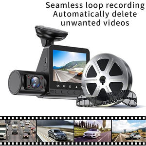 กล้องบันทึกวิดีโอติดรถยนต์สามเลนส์1080P กล้อง DVR สำหรับรถยนต์ด้านหน้าและด้านหลัง3ทางพร้อมแสง IR ด้านใน2.4นิ้วกล่องสีดำสำหรับรถยนต์ - Product Image 6