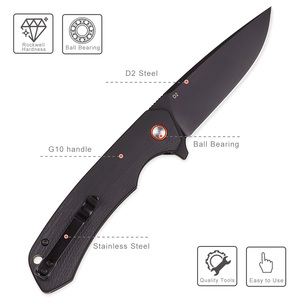 Simple Style Black <strong>Titanium</strong> Plated D2 Steel Blade Folding Pocket Knife Outdoor Camping Survival Defense Tool - Product Image 2