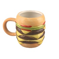Taza de cerámica de gran capacidad estilo influencer, diseño creativo y moderno, con forma de hamburguesa, linda y peculiar, para desayuno, sin tapa, ideal para viajes.