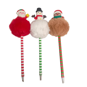 Noël mode rayé en peluche stylo à bille ensemble fête de noël petit cadeau promotionnel en gros - Product Image 3