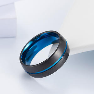 Black And Blue <b>Titanium</b> Steel <b>Ring</b> For <b>Men</b> Simple Fashion Jewelry Gift K R318 - Product Image 1